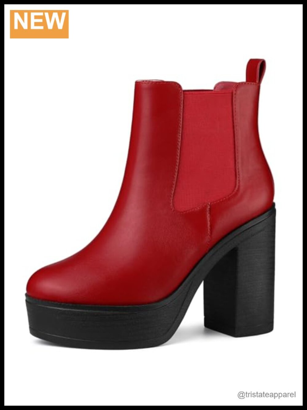 Faux Leather Platform Chunky High Heel Chelsea Combat Ankle Boots